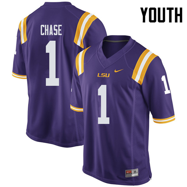 Youth #1 Ja'Marr Chase LSU Tigers College Football Jerseys Sale-Purple